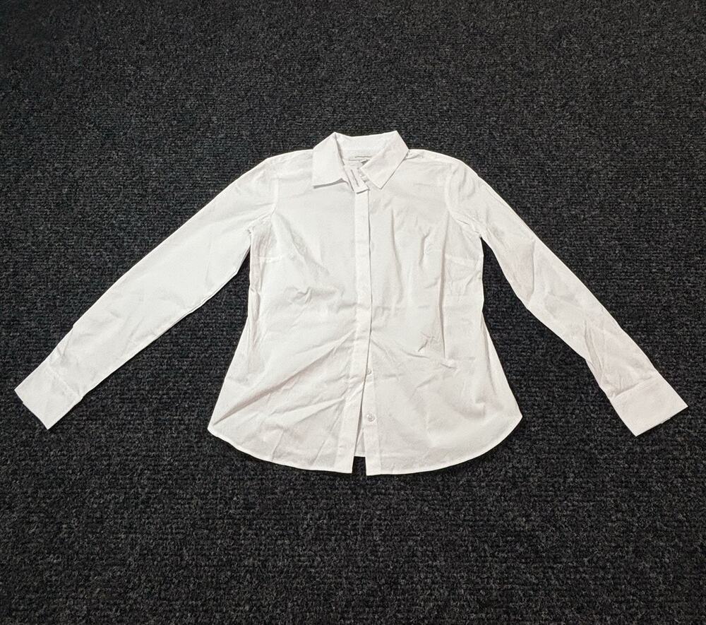 Banana Republic Women’s White Solid Collared Long Sleeve Button-Down Shirt 4